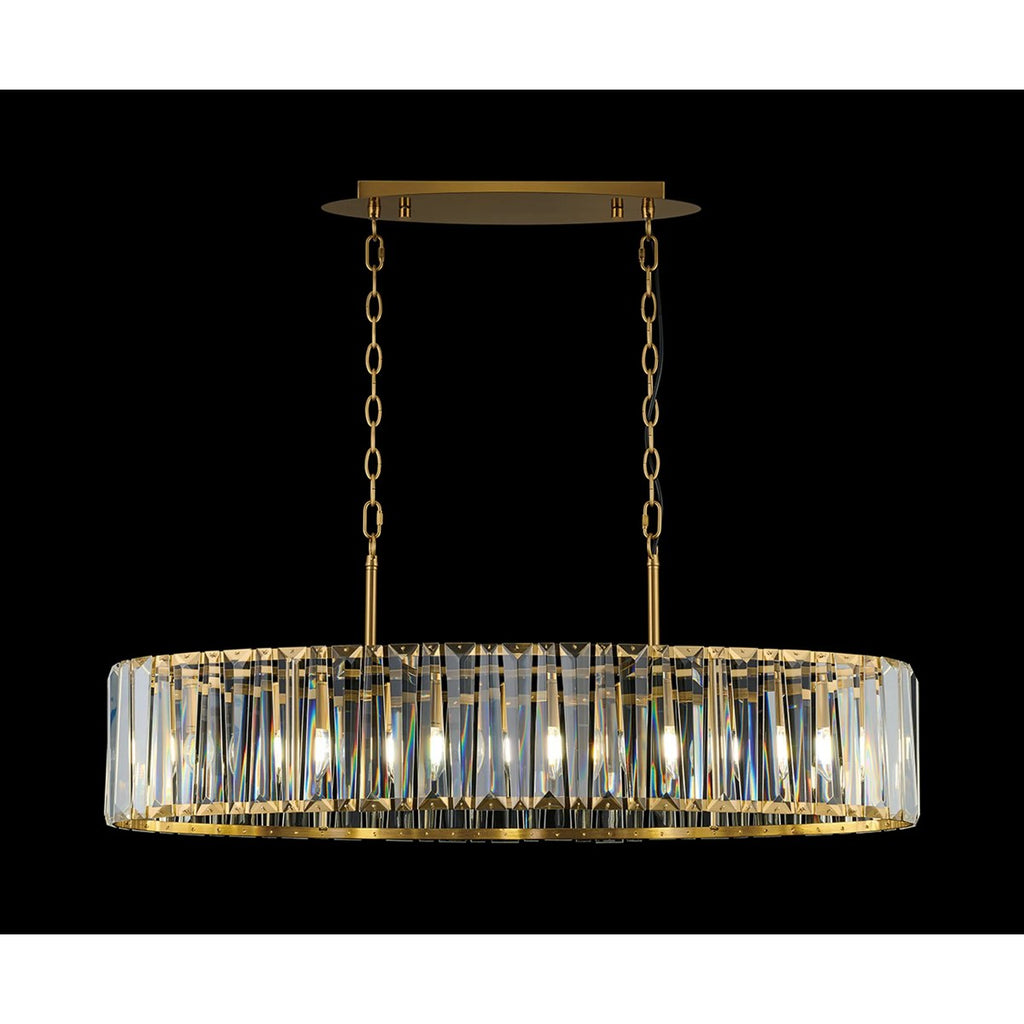 Regent Sierck Crystal Linear 7 Light Chandelier - Brass