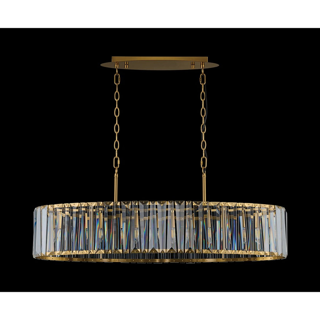 Regent Sierck Crystal Linear 7 Light Chandelier - Brass