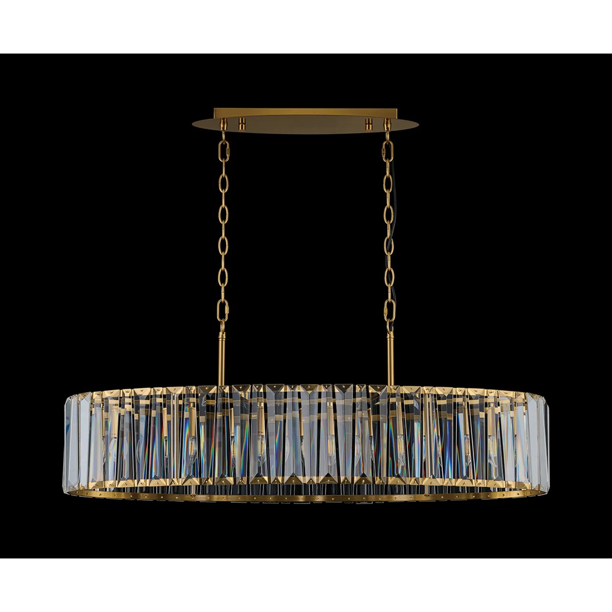 Regent Sierck Crystal Linear 7 Light Chandelier - Brass