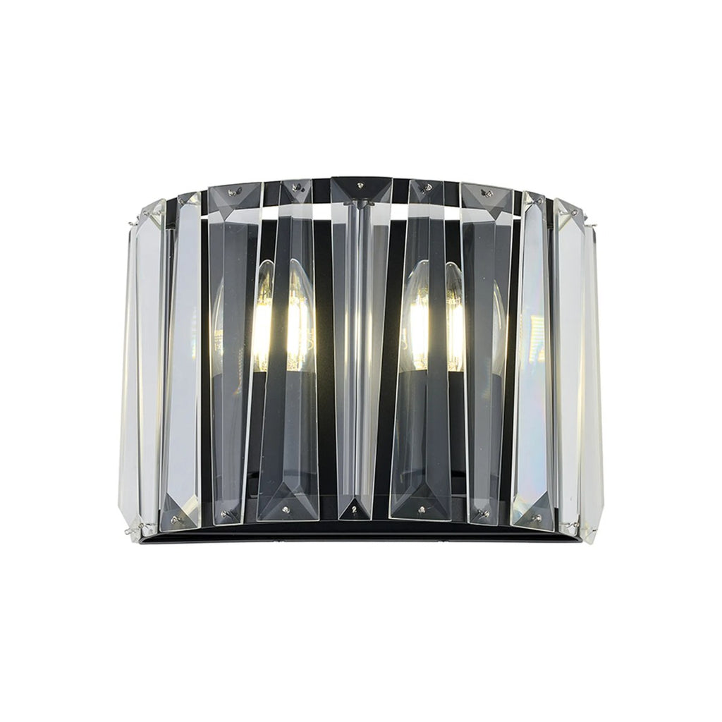 Regent Sierck Crystal 2 Light Wall Light - Satin Black