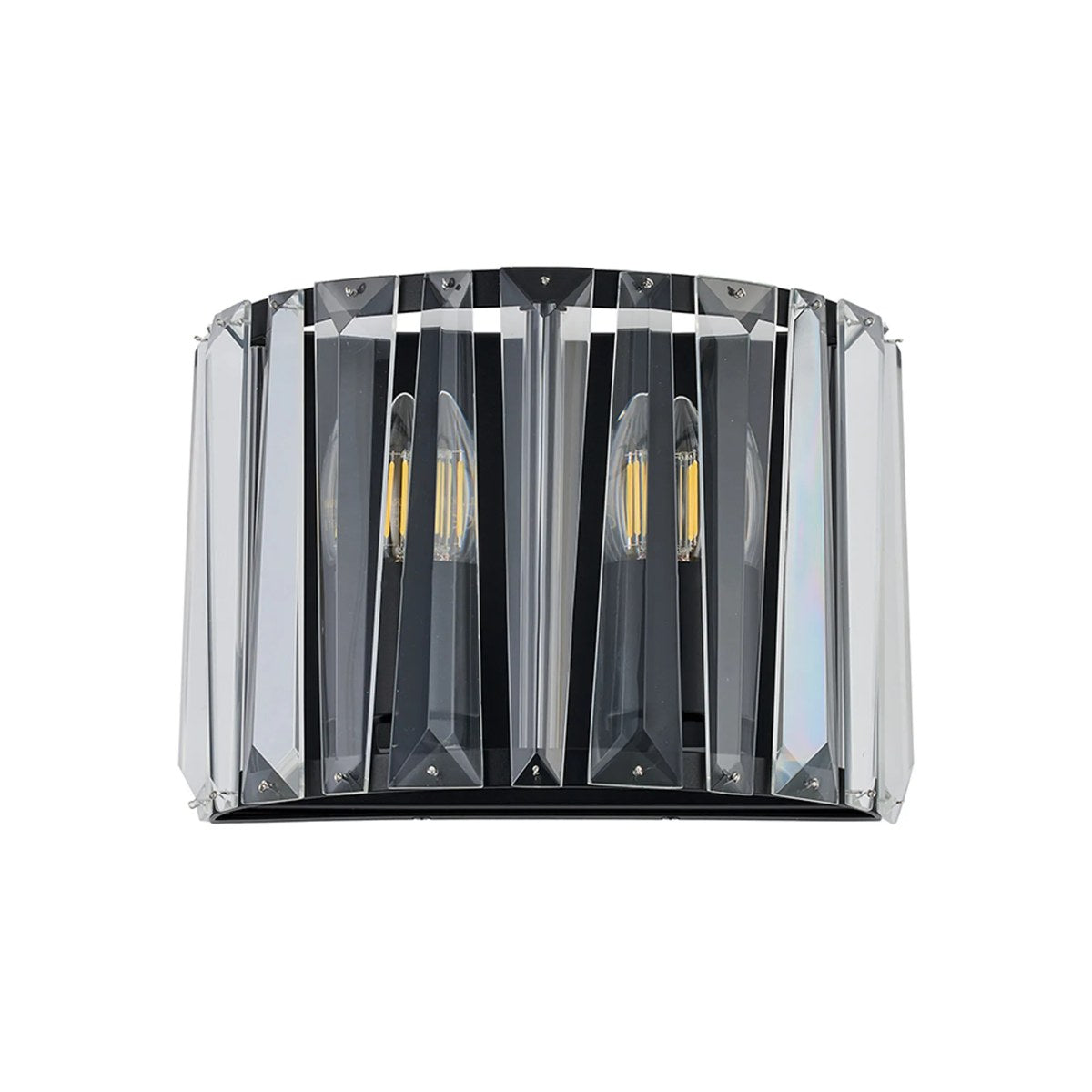 Regent Sierck Crystal 2 Light Wall Light - Satin Black