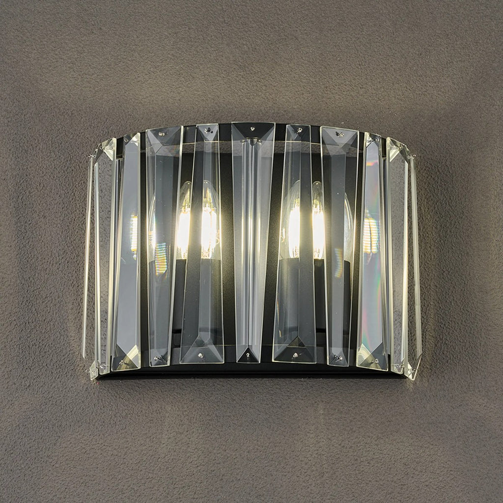 Regent Sierck Crystal 2 Light Wall Light - Satin Black