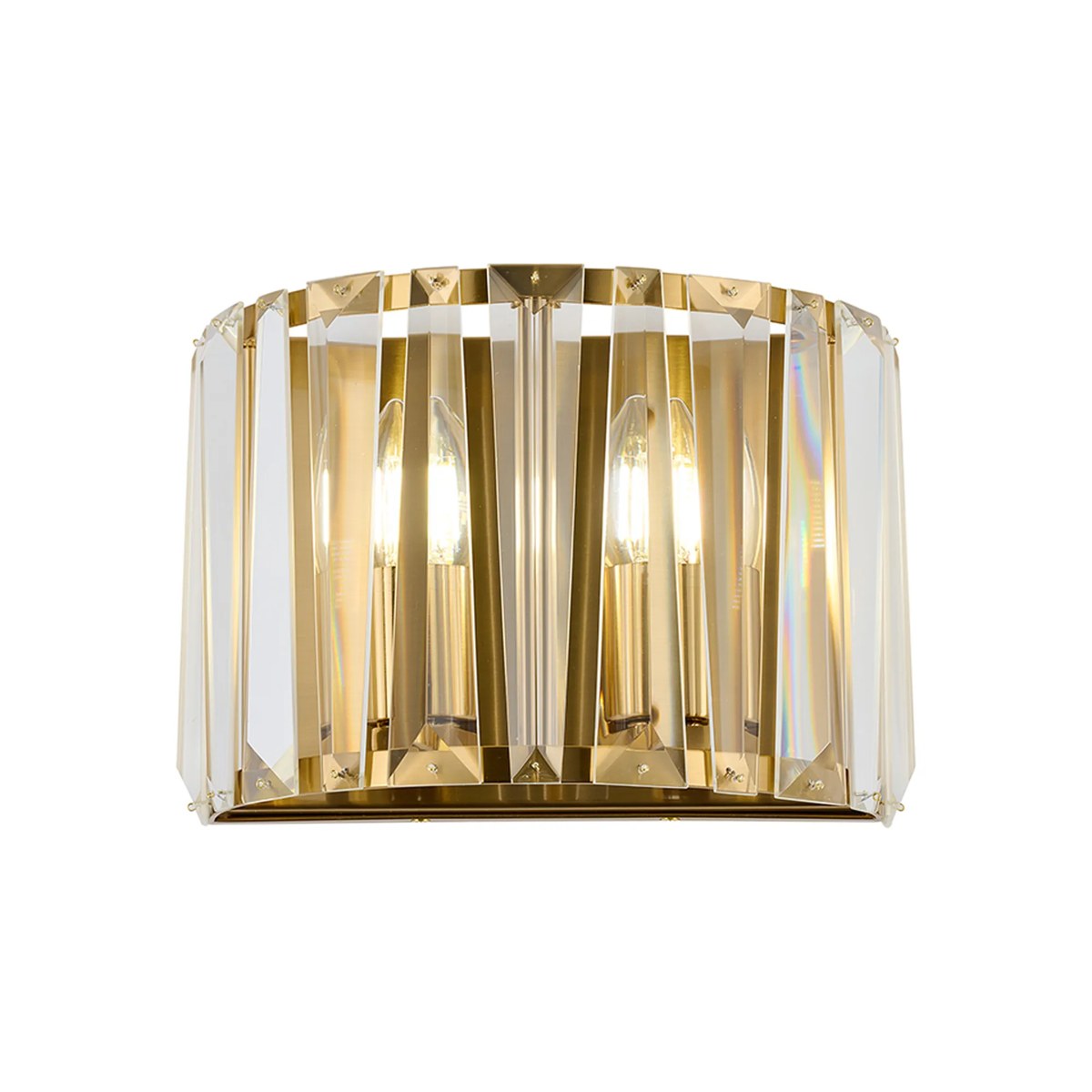 Regent Sierck Crystal 2 Light Wall Light - Brass