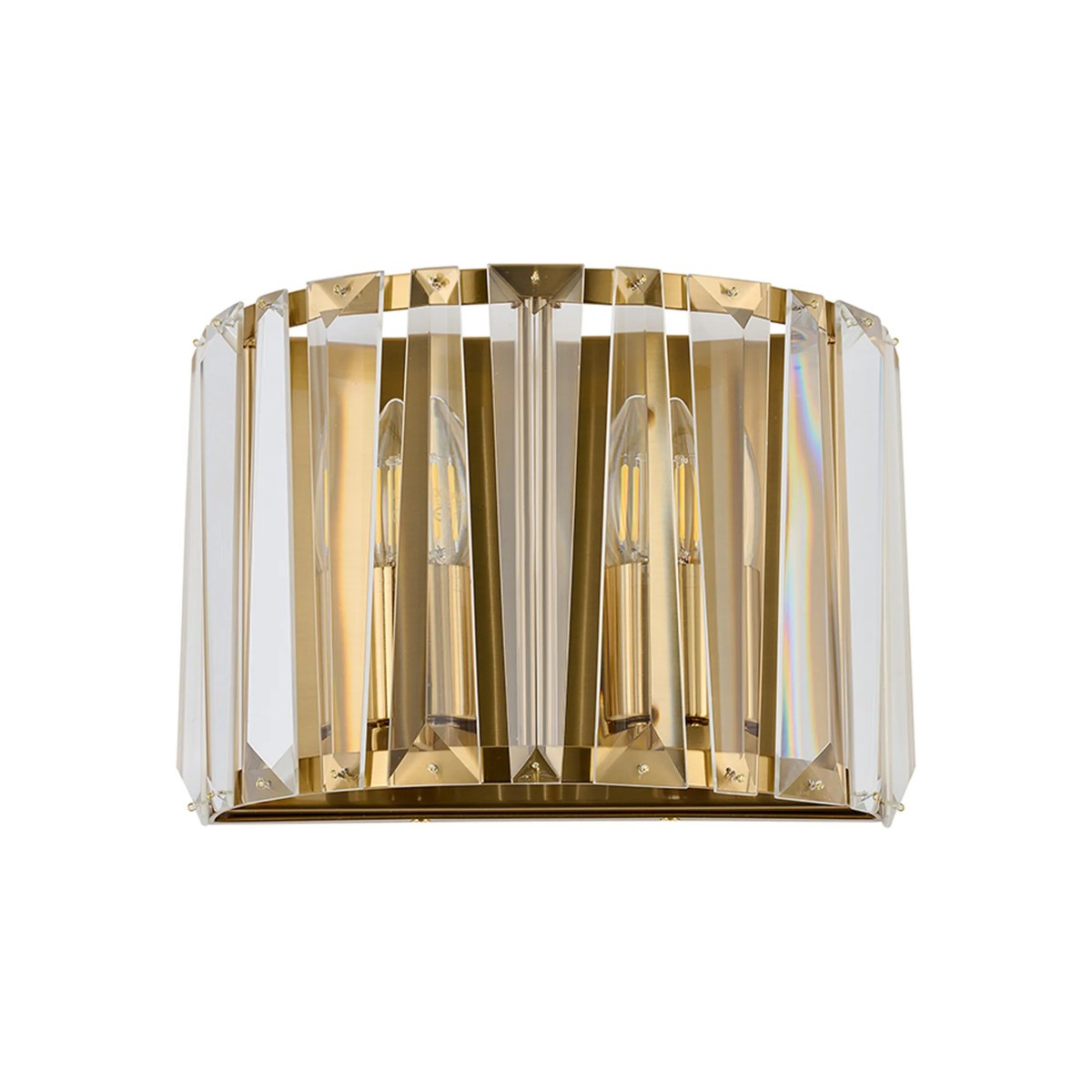 Regent Sierck Crystal 2 Light Wall Light - Brass