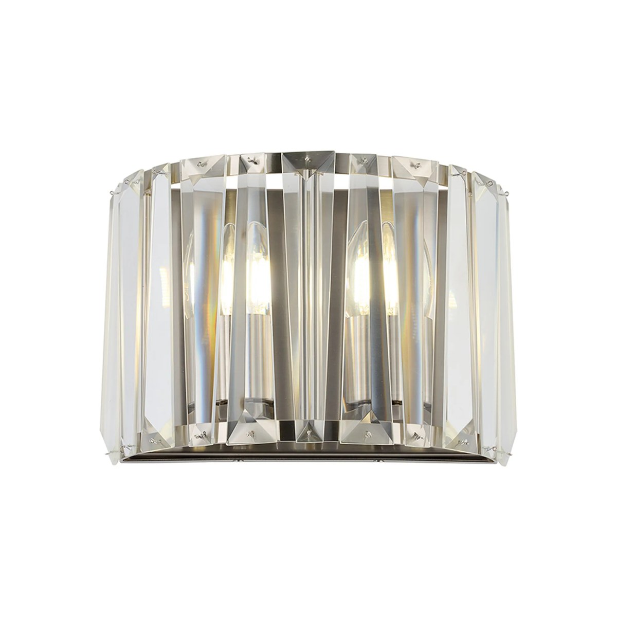 Regent Sierck Crystal 2 Light Wall Light - Satin Nickel