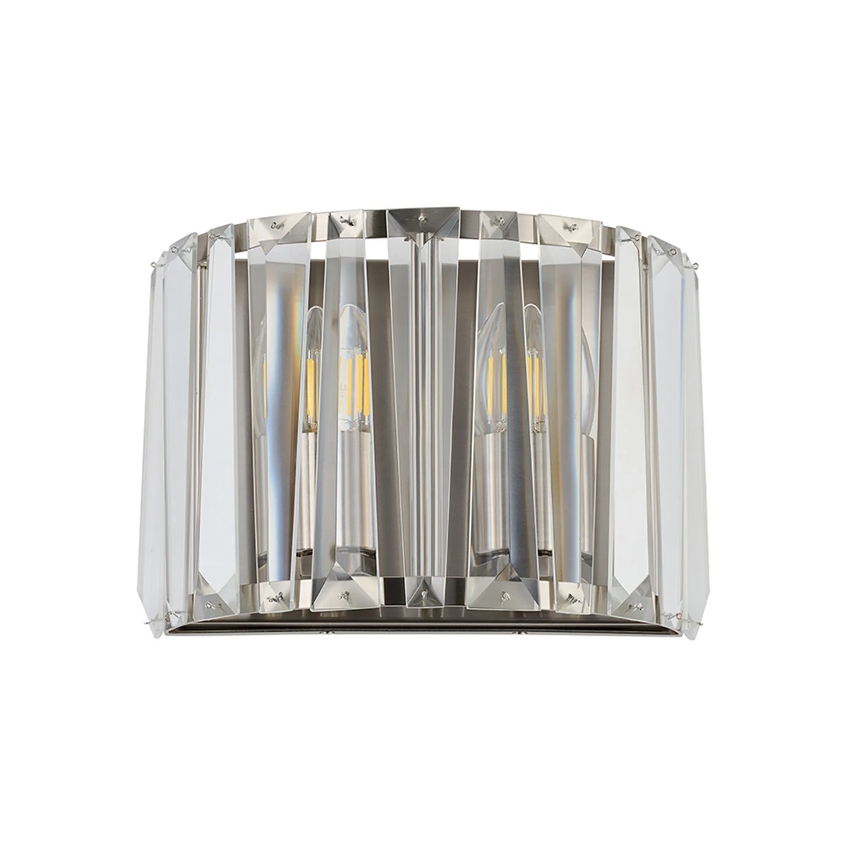 Regent Sierck Crystal 2 Light Wall Light - Satin Nickel