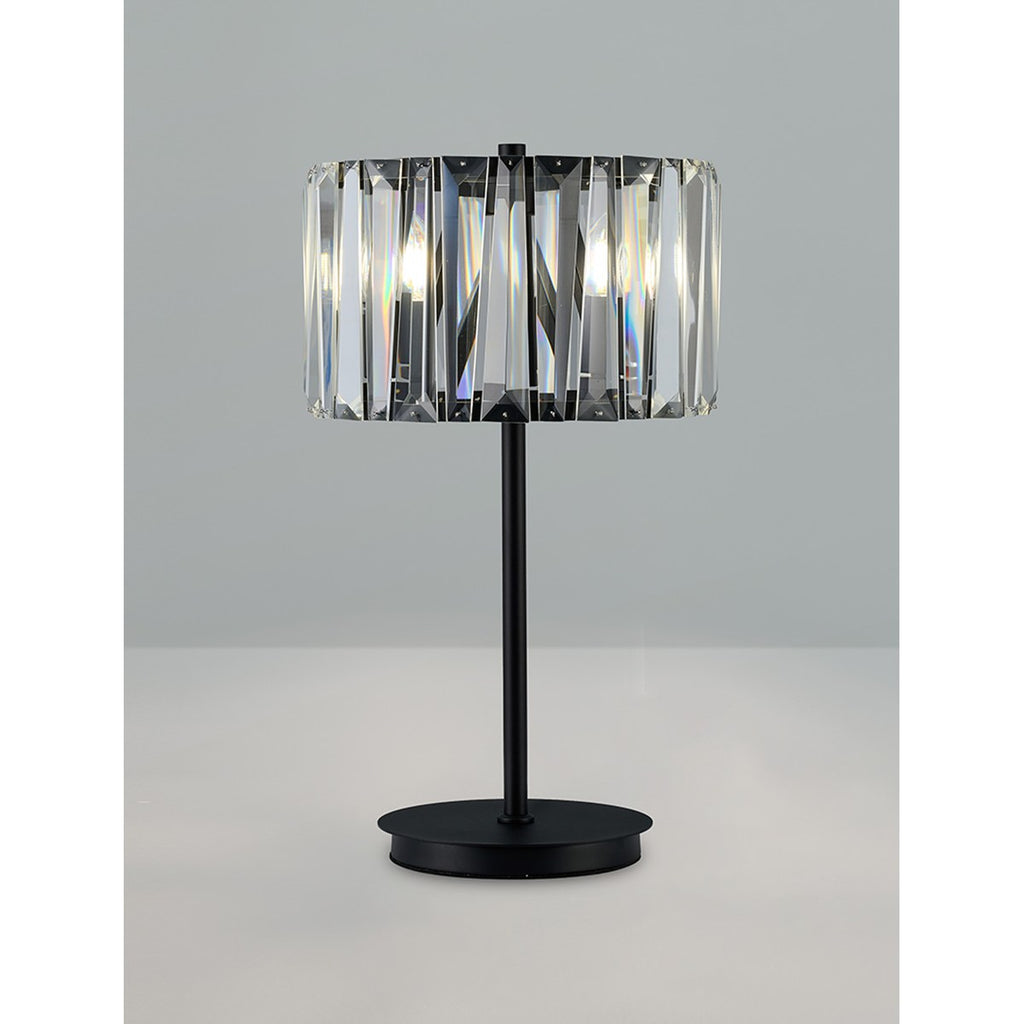 Regent Sierck Crystal 3 Light Switched Table Lamp - Satin Black
