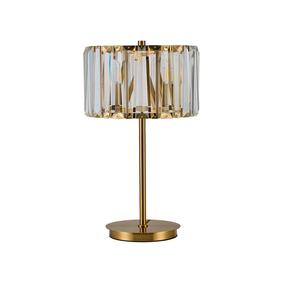 Regent Sierck Crystal 3 Light Switched Table Lamp - Brass