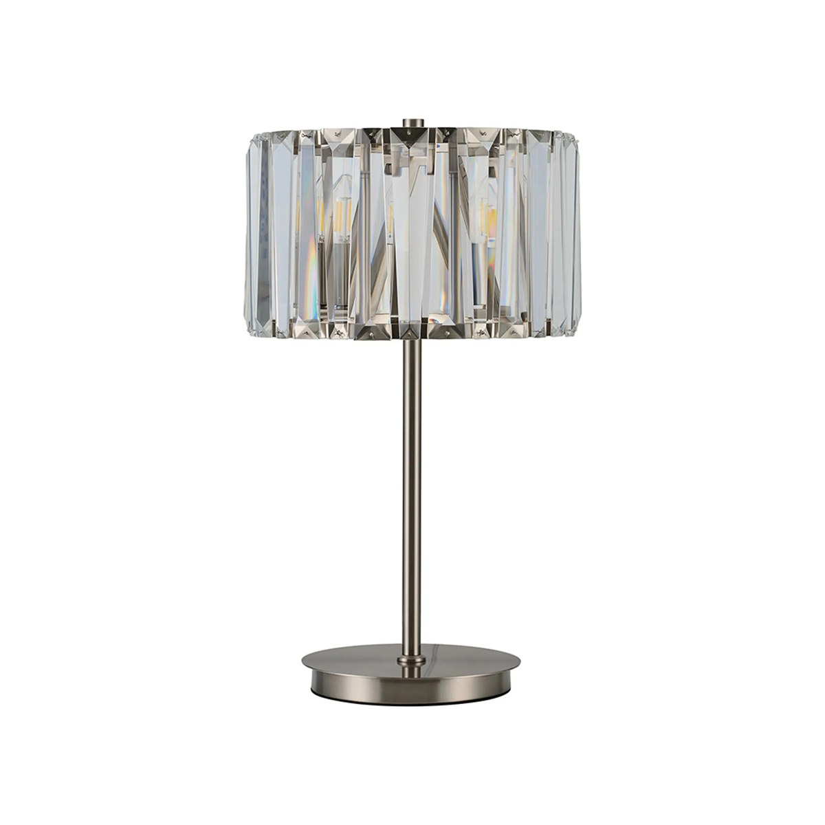 Regent Sierck Crystal 3 Light Switched Table Lamp - Satin Nickel