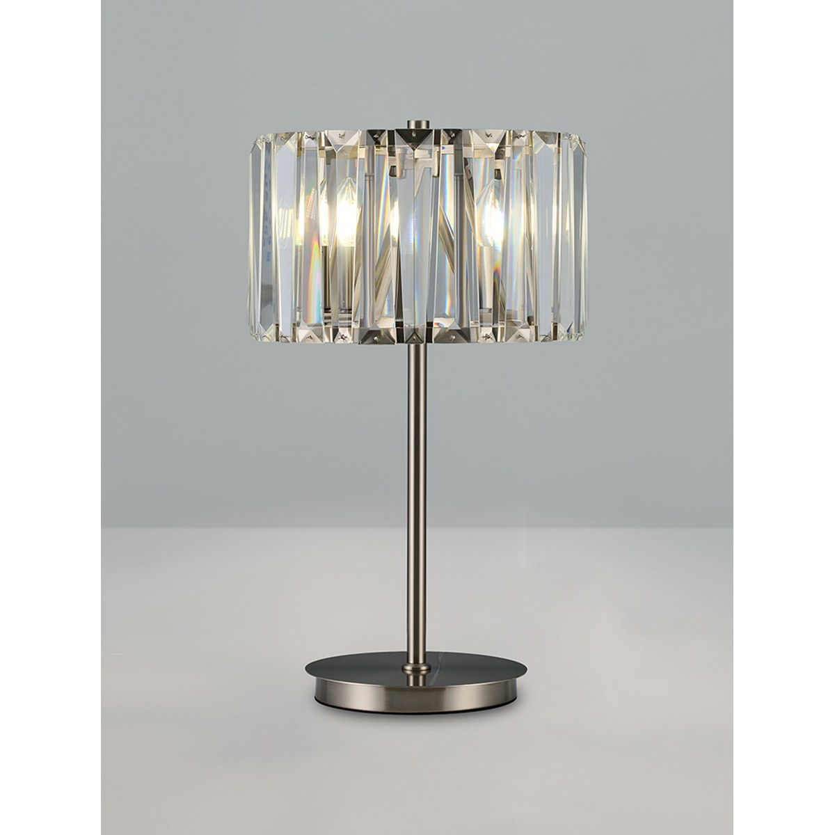 Regent Sierck Crystal 3 Light Switched Table Lamp - Satin Nickel