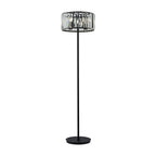 Regent Sierck Crystal 4 Light Foot Switched Floor Lamp - Satin Black
