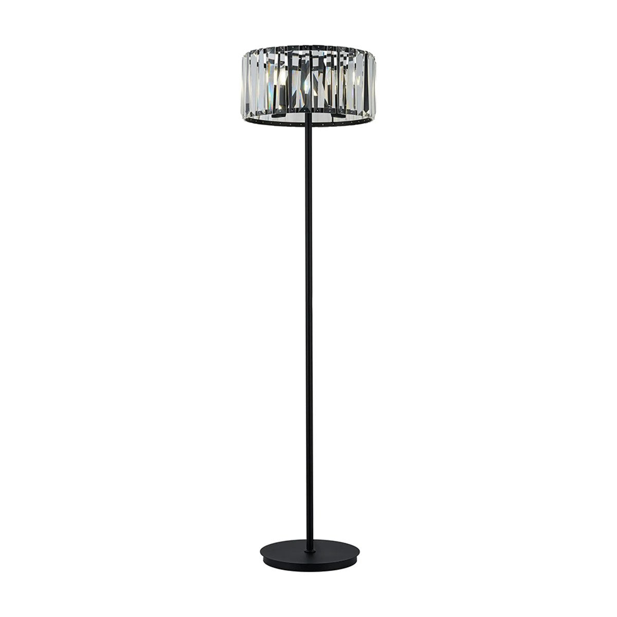 Regent Sierck Crystal 4 Light Foot Switched Floor Lamp - Satin Black