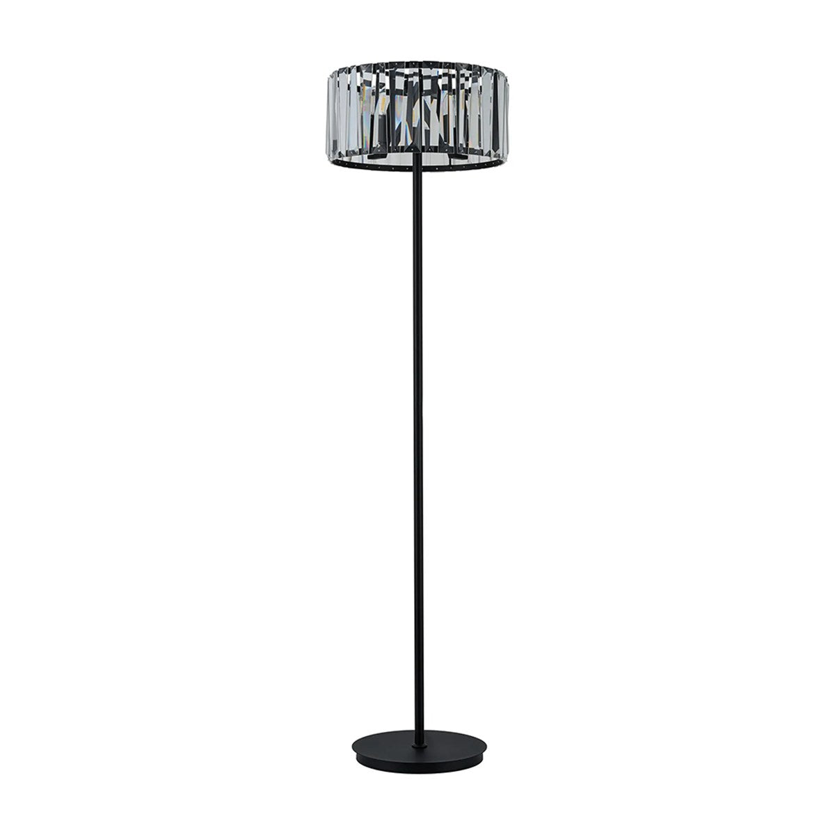Regent Sierck Crystal 4 Light Foot Switched Floor Lamp - Satin Black
