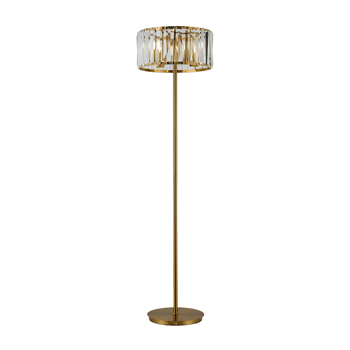 Regent Sierck Crystal 4 Light Foot Switched Floor Lamp - Brass