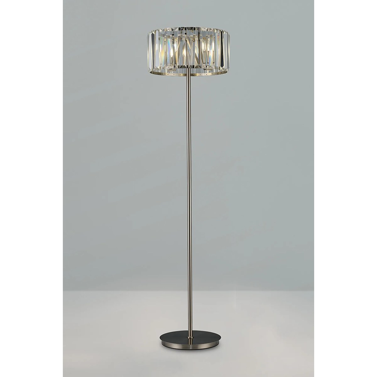 Regent Sierck Crystal 4 Light Foot Switched Floor Lamp - Satin Nickel