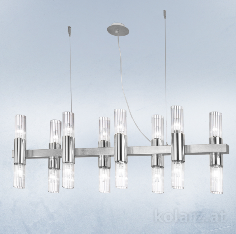 Kolarz Giro 16 Light Linear Bar Pendant Silver Leaf 6010.81651