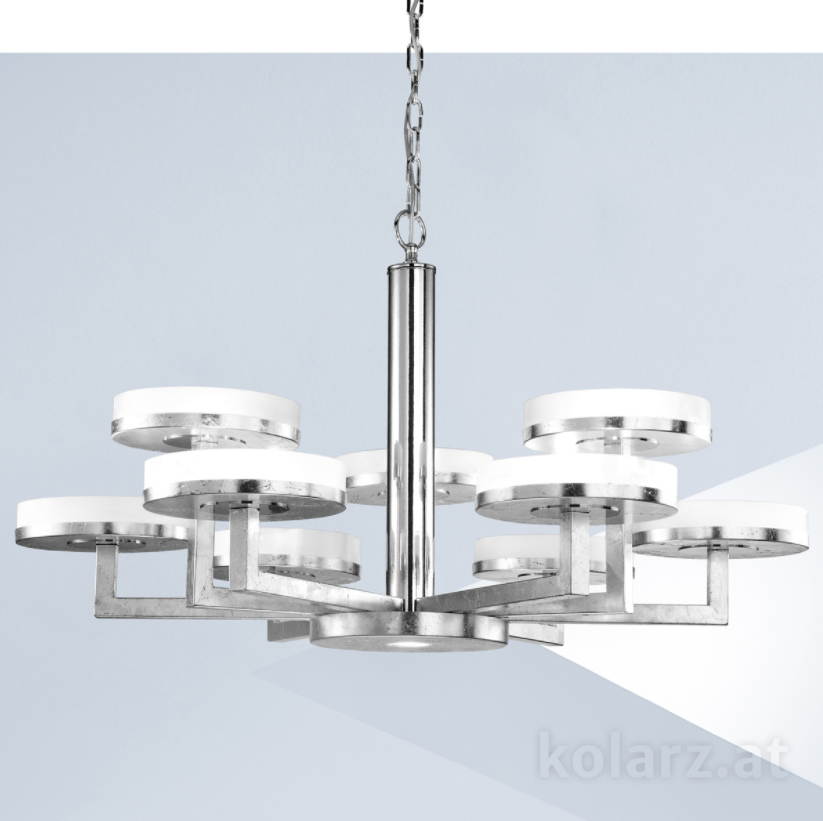 Kolarz Solis 10 Light Ceiling Chandelier Silver Leaf 6020.81050