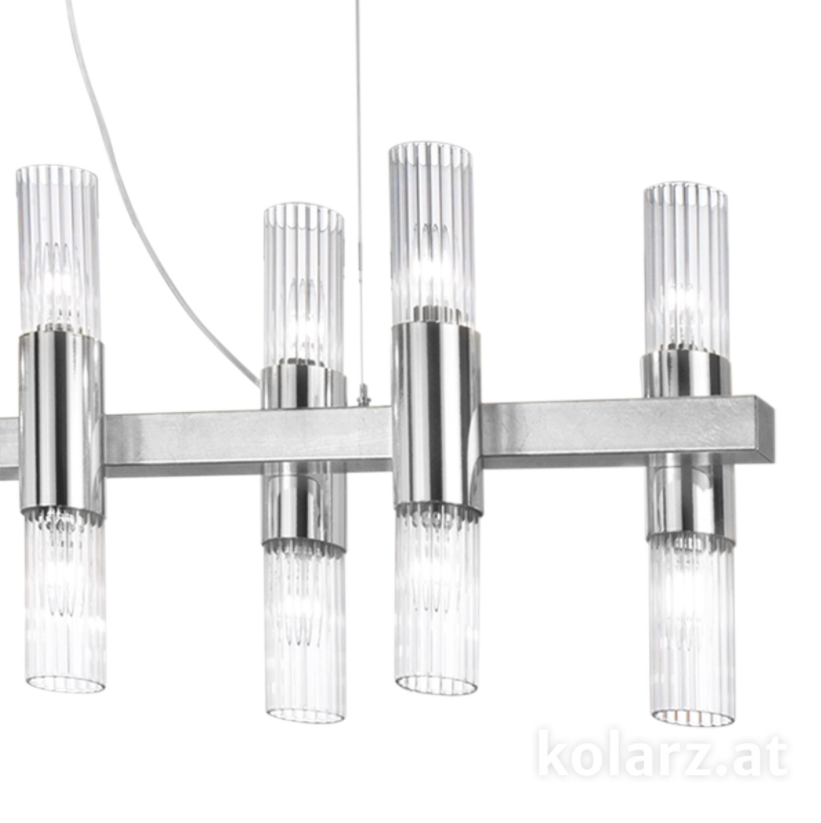 Kolarz Giro 16 Light Linear Bar Pendant Silver Leaf 6010.81651