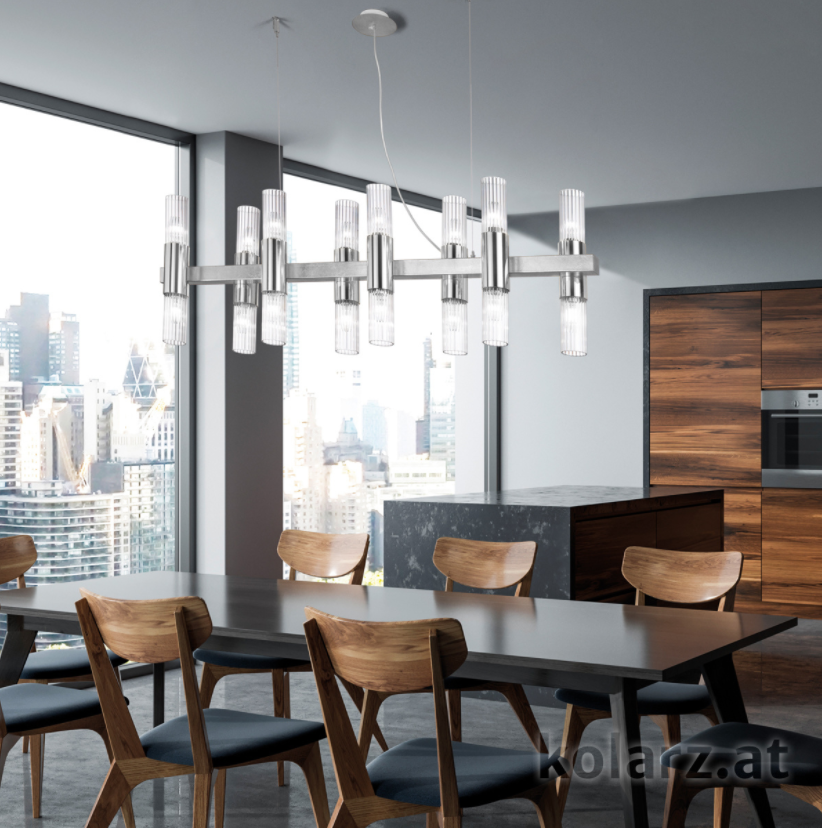 Kolarz Giro 16 Light Linear Bar Pendant Silver Leaf 6010.81651