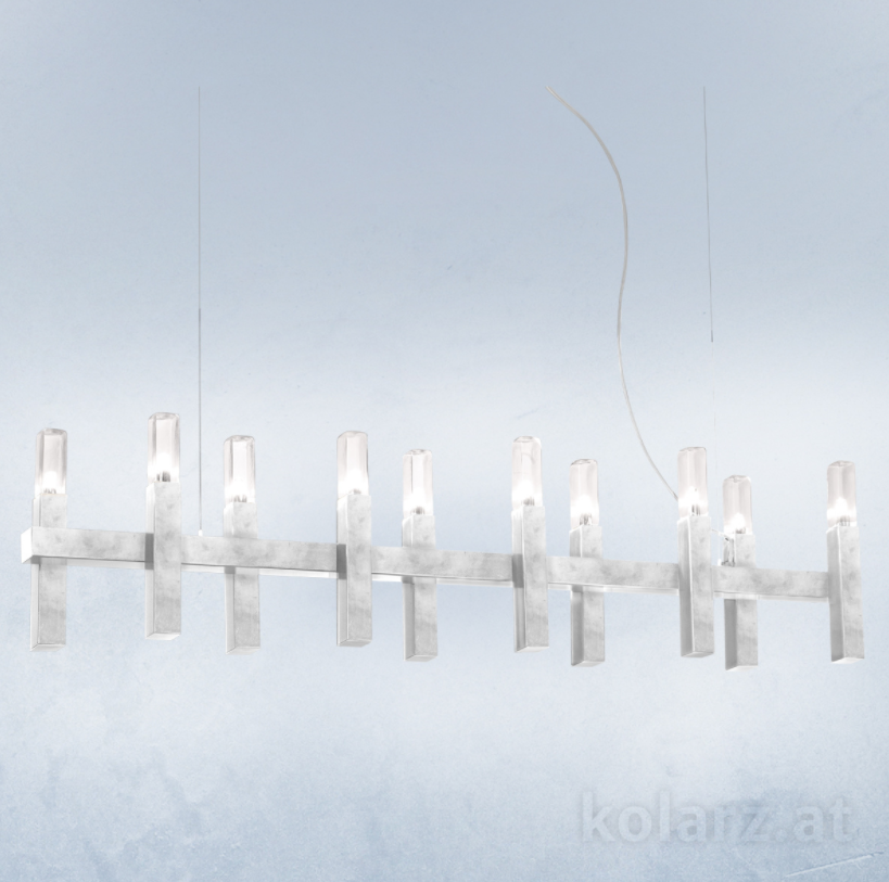 Kolarz Spigolo 10 Light Linear Bar Pendant Silver Leaf 6030.81051