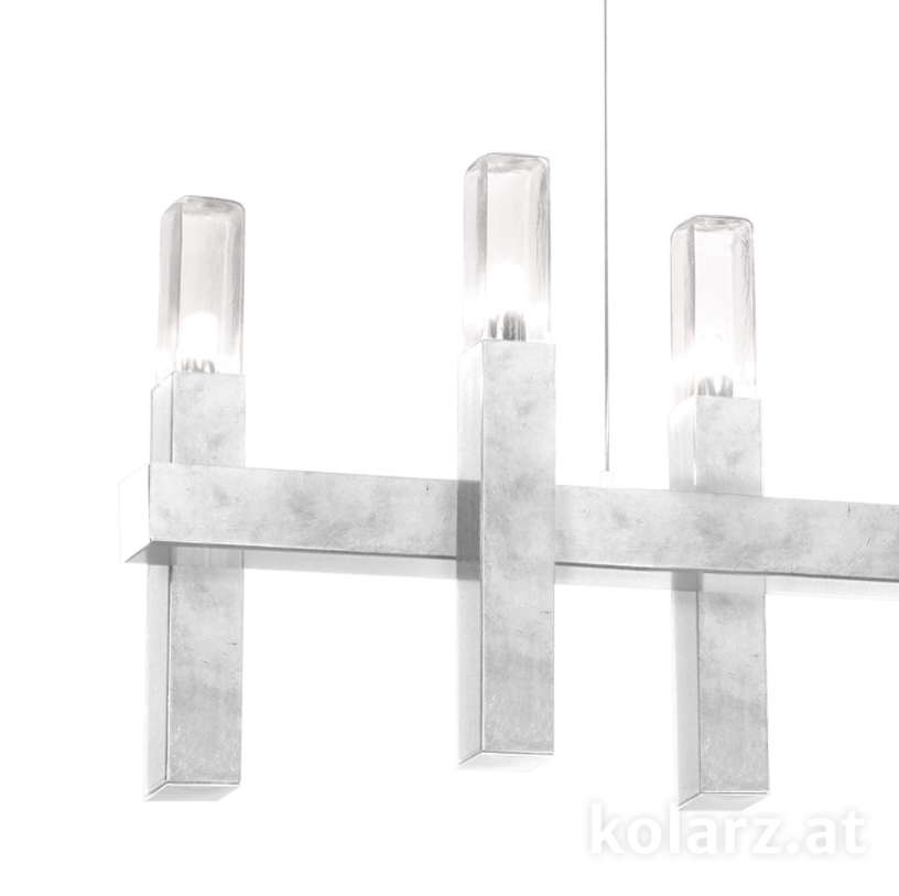 Kolarz Spigolo 10 Light Linear Bar Pendant Silver Leaf 6030.81051
