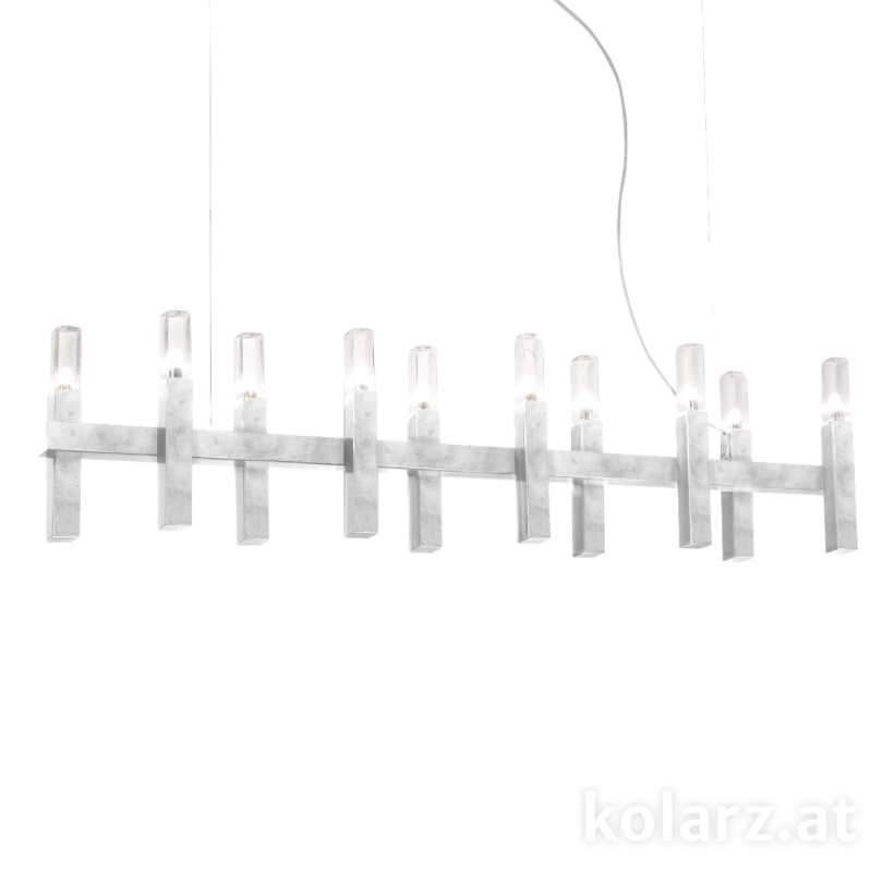 Kolarz Spigolo 10 Light Linear Bar Pendant Silver Leaf 6030.81051