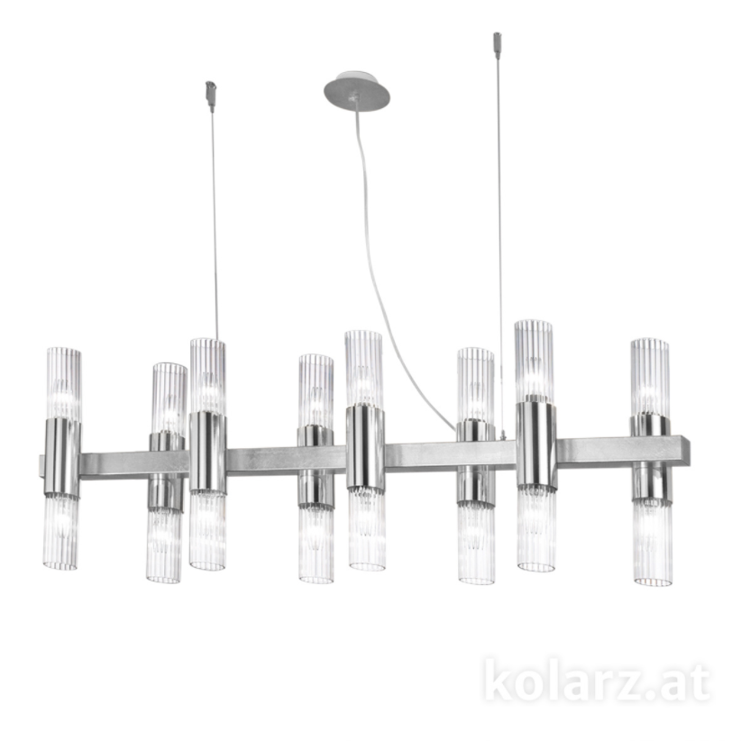 Kolarz Giro 16 Light Linear Bar Pendant Silver Leaf 6010.81651