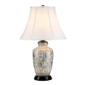 Elstead Silver Thistle Table Lamp white crackle glaze with Silver floral pattern