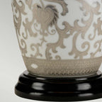 Elstead Silver Thistle Table Lamp white crackle glaze with Silver floral pattern