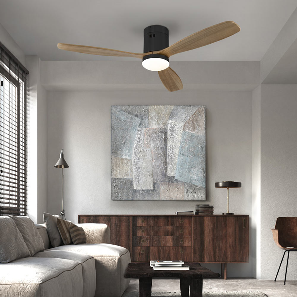 Schuller Siroco LED Ceiling Fan Dimmable D132cm in Black Wal