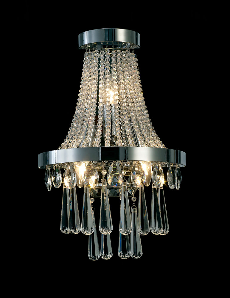 Diyas Sophia 3 Light Wall Light in Polished Chrome with Crystal