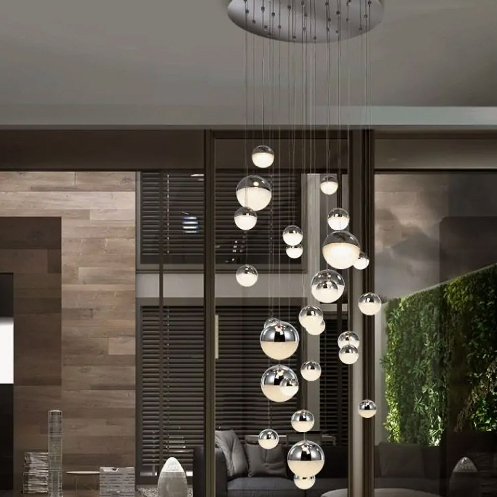 Schuller Sphere 27 Light Cluster Pendant Light in Chrome with Bluetooth Remote 5 Metre