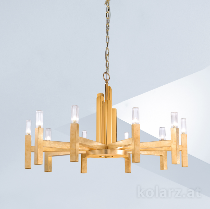 Kolarz Spigolo 10 Light Ceiling Chandelier Gold Leaf 6030.81030