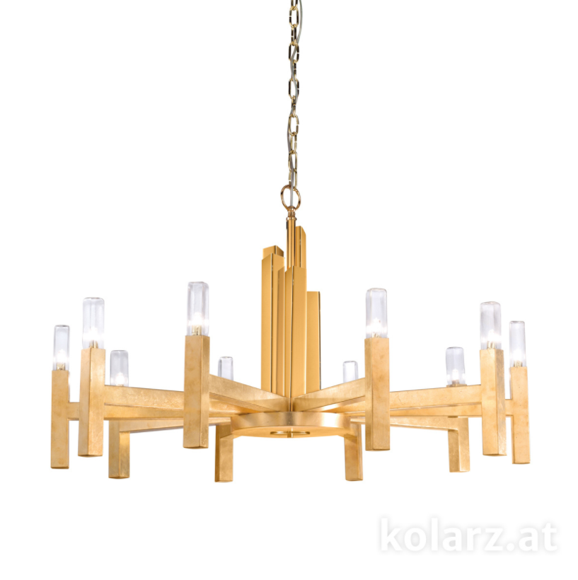 Kolarz Spigolo 10 Light Ceiling Chandelier Gold Leaf 6030.81030