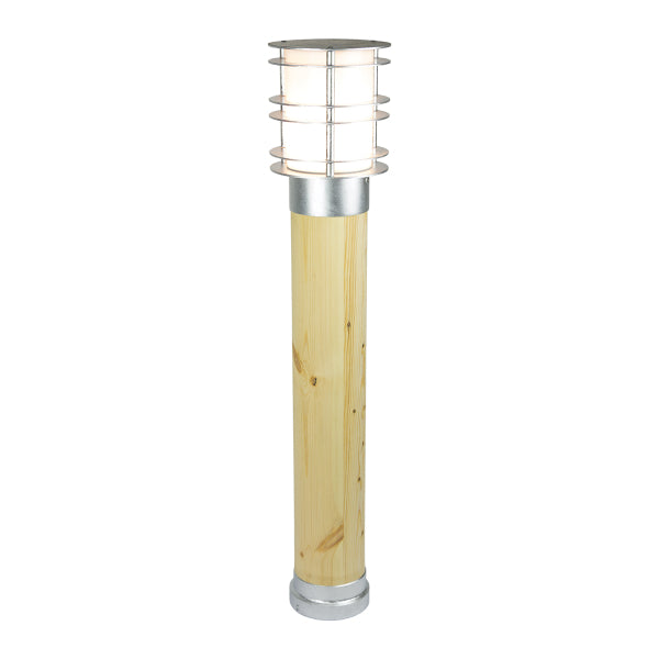 Norlys Stockholm Large Outdoor Bollard in Natural Wood & Galvanized Finish