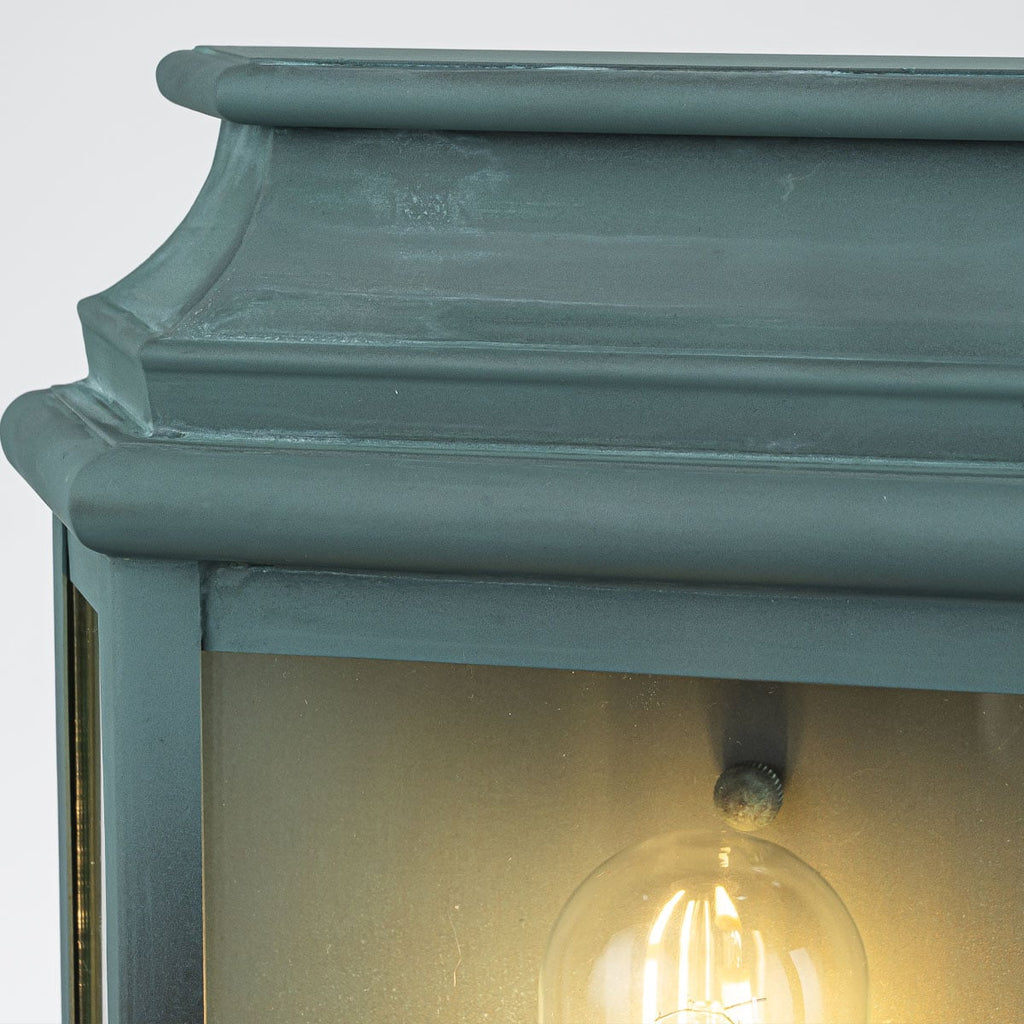 Elstead St Martins Outdoor Coastal Wall Lantern in Solid Brass with Verdigris Finish, detail