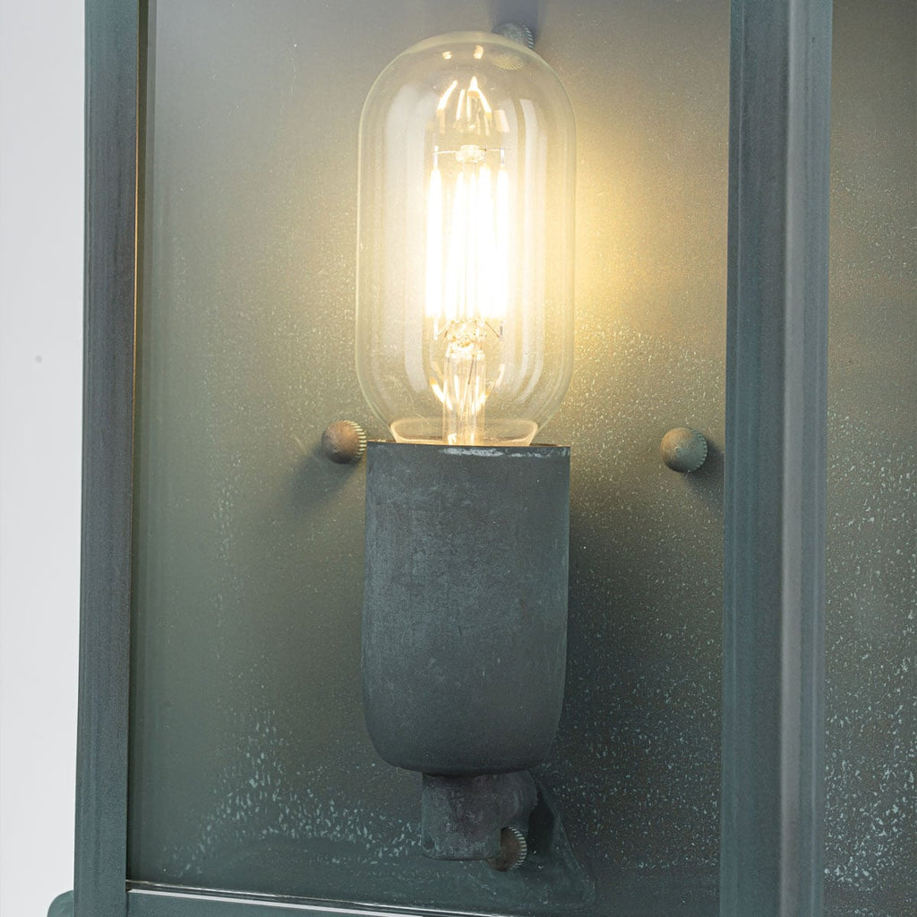Elstead St Martins Outdoor Coastal Wall Lantern in Solid Brass with Verdigris Finish, detail