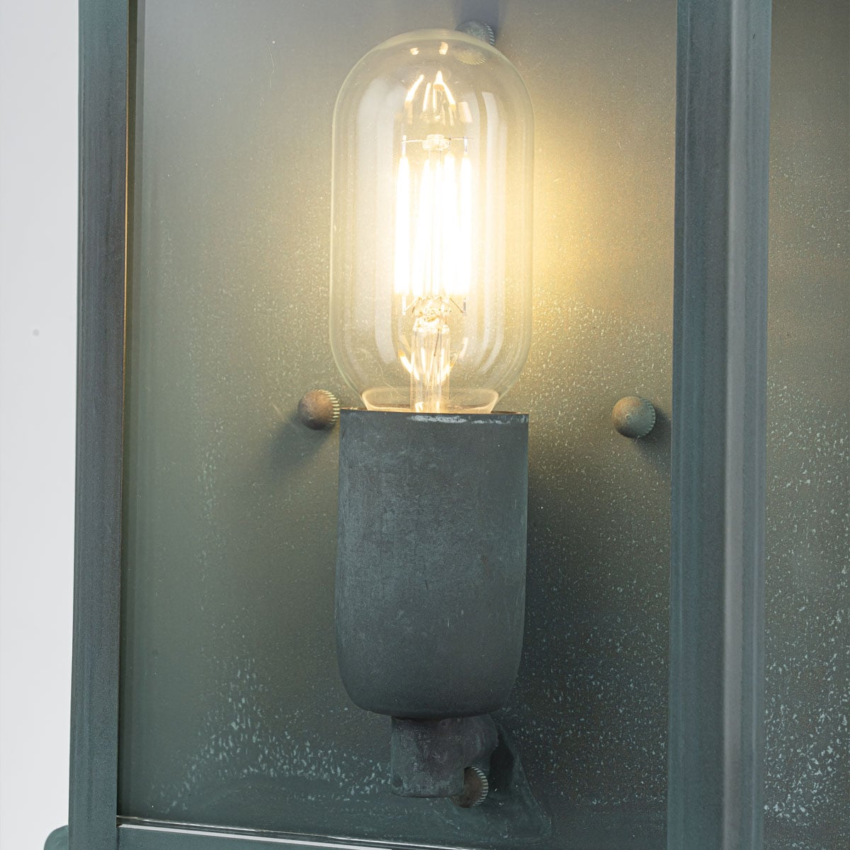 Elstead St Martins Outdoor Coastal Wall Lantern in Solid Brass with Verdigris Finish, detail