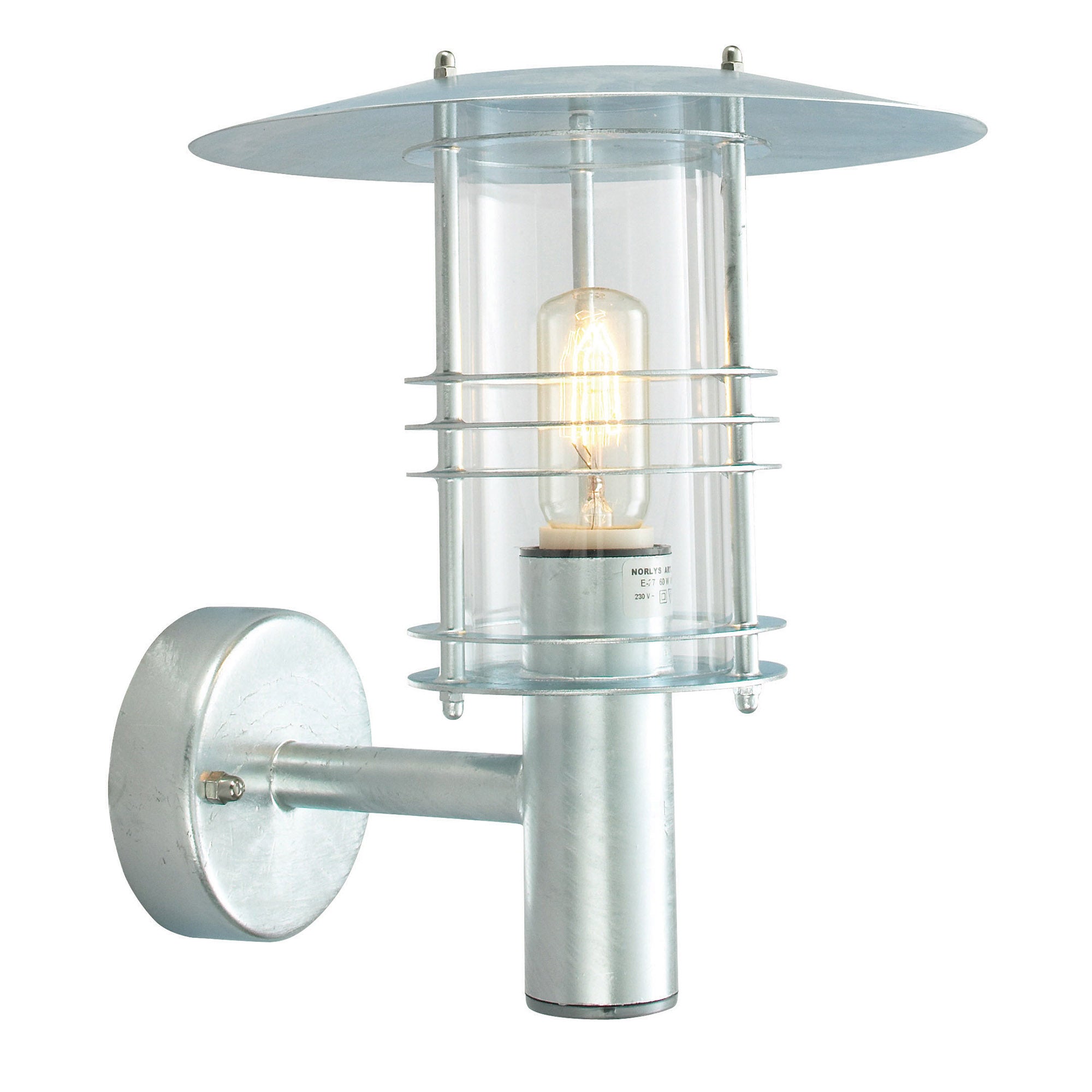 Norlys Stockholm Large Outdoor Wall Lantern in Galvanised Finish