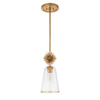 Elstead Staring Pendant Distressed Gold Clear with Clear Glass Shade