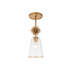 Elstead Staring Pendant Distressed Gold Clear with Clear Glass Shade