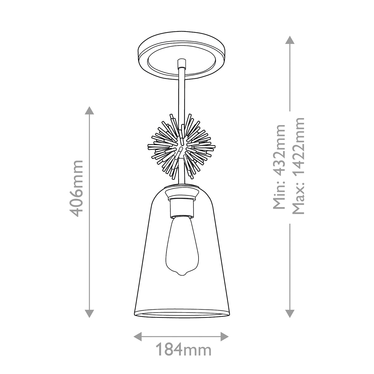 Elstead Staring Pendant Distressed Gold Clear with Clear Glass Shade