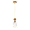 Elstead Staring Pendant Distressed Gold Clear with Clear Glass Shade
