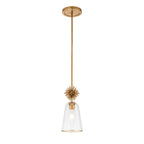 Elstead Staring Pendant Distressed Gold Clear with Clear Glass Shade