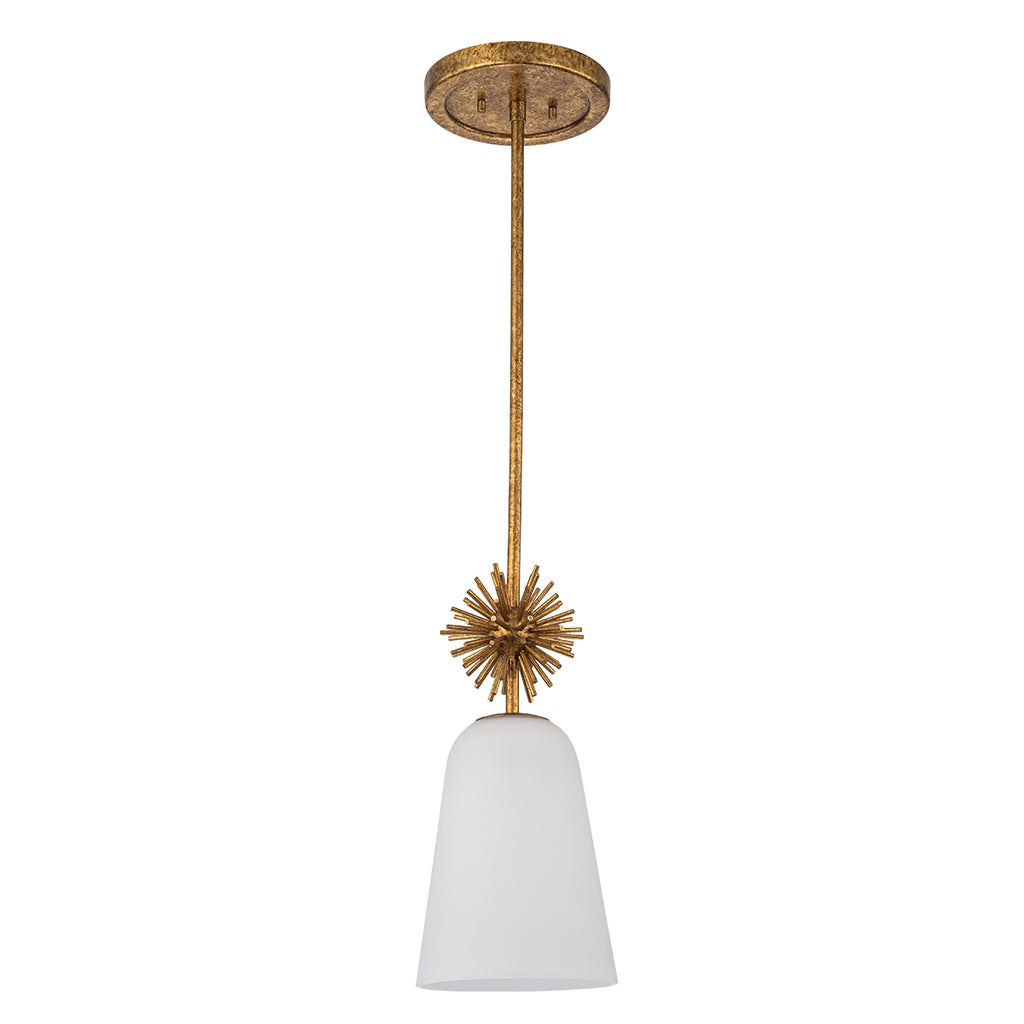 Elstead Staring Pendant Distressed Gold Opal with Opal Glass Shade