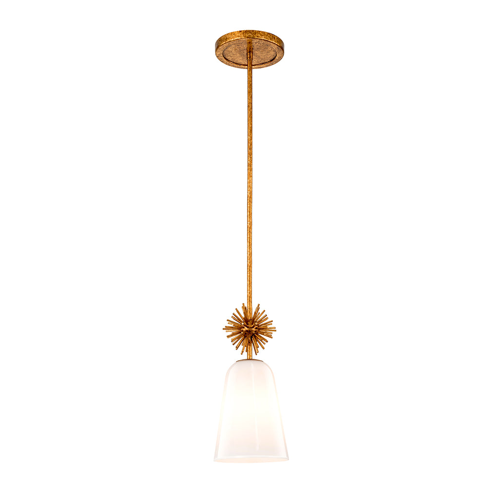 Elstead Staring Pendant Distressed Gold Opal with Opal Glass Shade