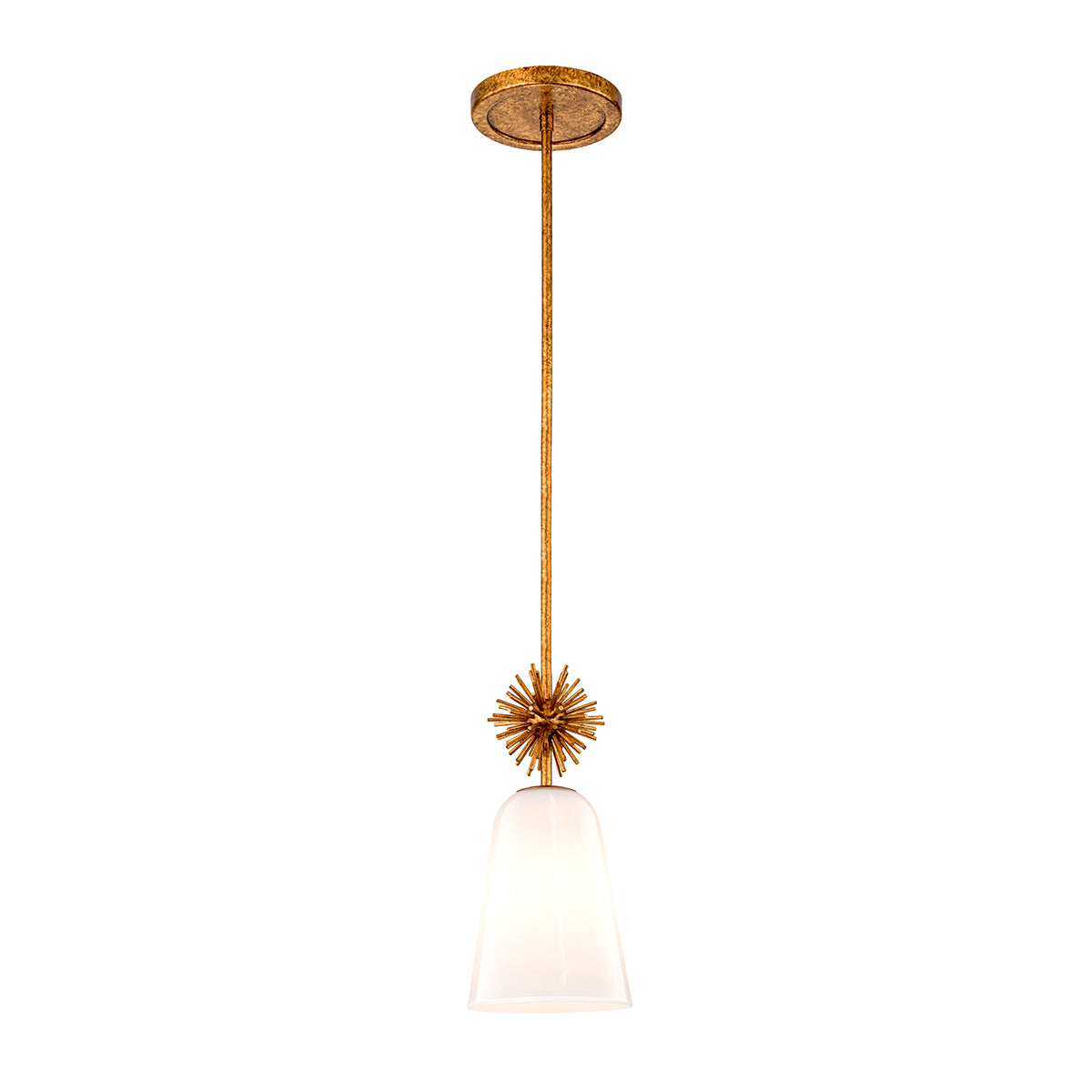 Elstead Staring Pendant Distressed Gold Opal with Opal Glass Shade