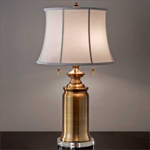 Feiss State Room Table Lamp in Bali Brass with Shade
