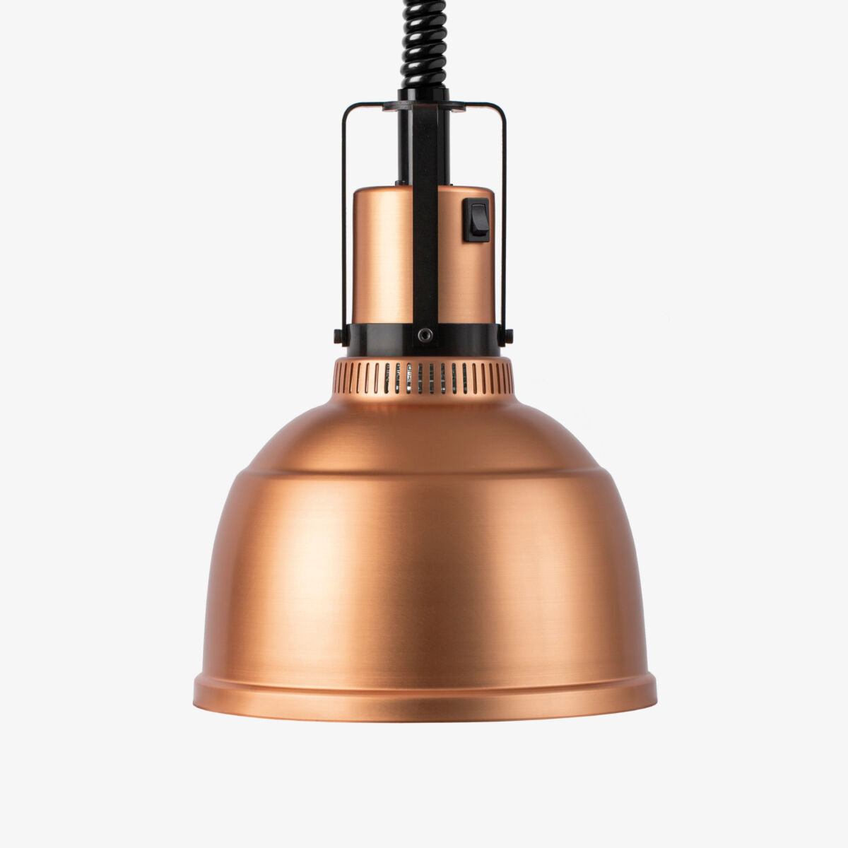 Stay Hot Restaurant Heat Lamp Focus RO Retractable Cord Copper Finish