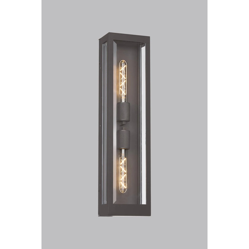 Regent Stenay 609mm 2 Light IP54 Flush Wall Light in Anthracite with Clear Glass